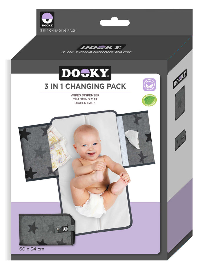 Dooky 3 in 1 Changing Pack (Grey Stars)
