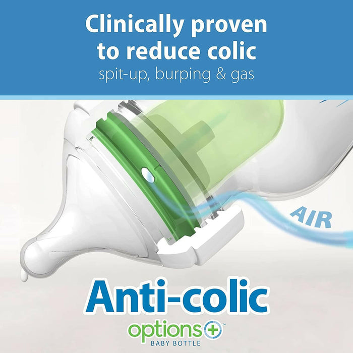 Dr. Brown’s Natural Flow Anti-Colic Options+ Wide-Neck Glass Baby Bottle 5 oz/150 mL, 1 Pack.