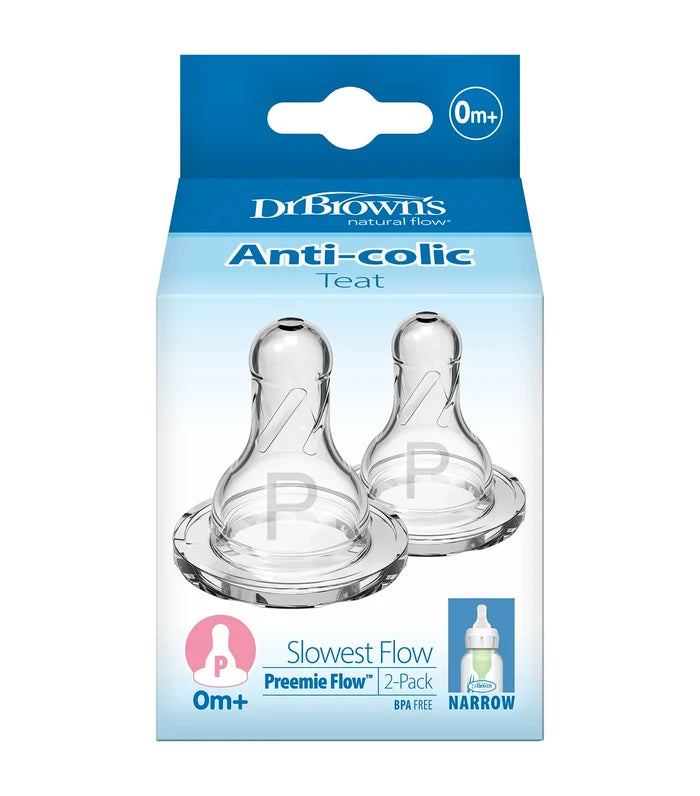 Dr. Brown's Preemie Flow Silicone Narrow Nipple - Pack of 2