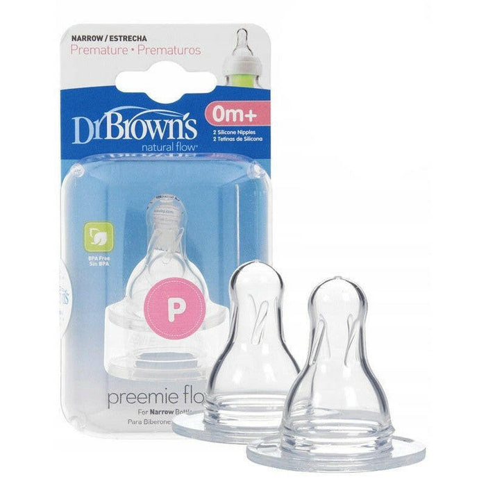 Dr. Brown's Preemie Flow Standard Silicone Nipple, 2 Packs, 0m+
