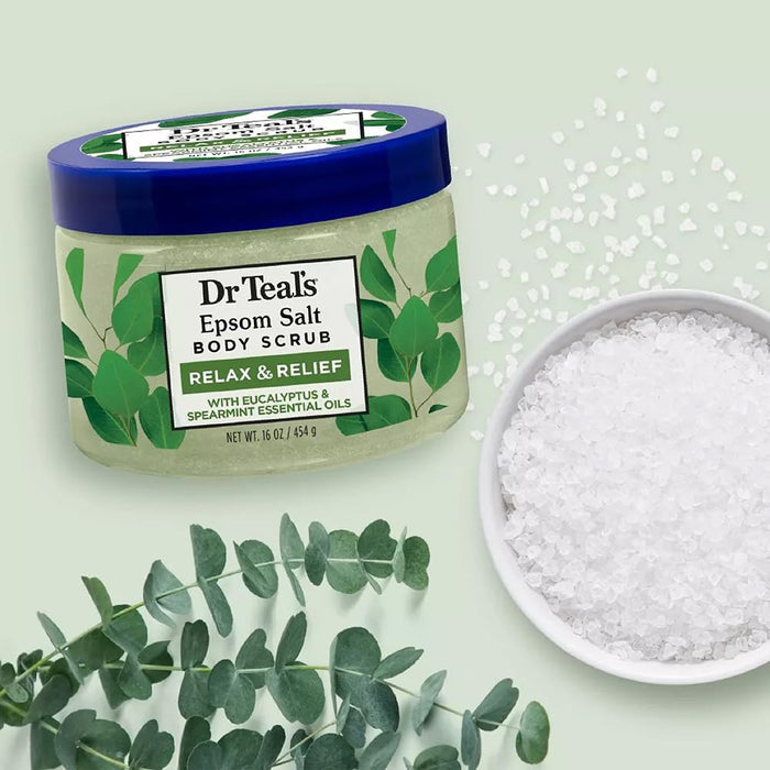 Dr Teal's Epsom Salt Body Scrub Exfoliate & Renew with Eucalyptus & Spearmint (454g)