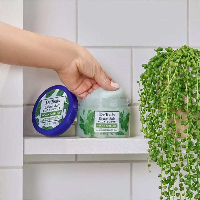 Dr Teal's Epsom Salt Body Scrub Exfoliate & Renew with Eucalyptus & Spearmint (454g)