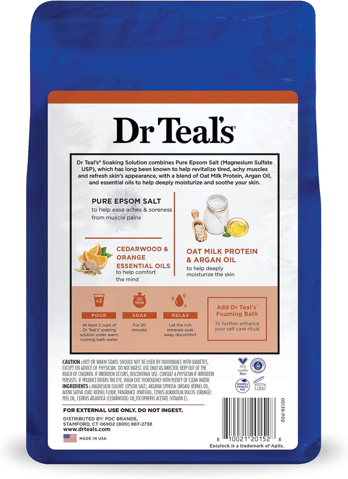 Dr. Teal's Epsom Salt Magnesium Soak, Soothe & Comfort with Oat Milk & Argan Oil (1.36kg)