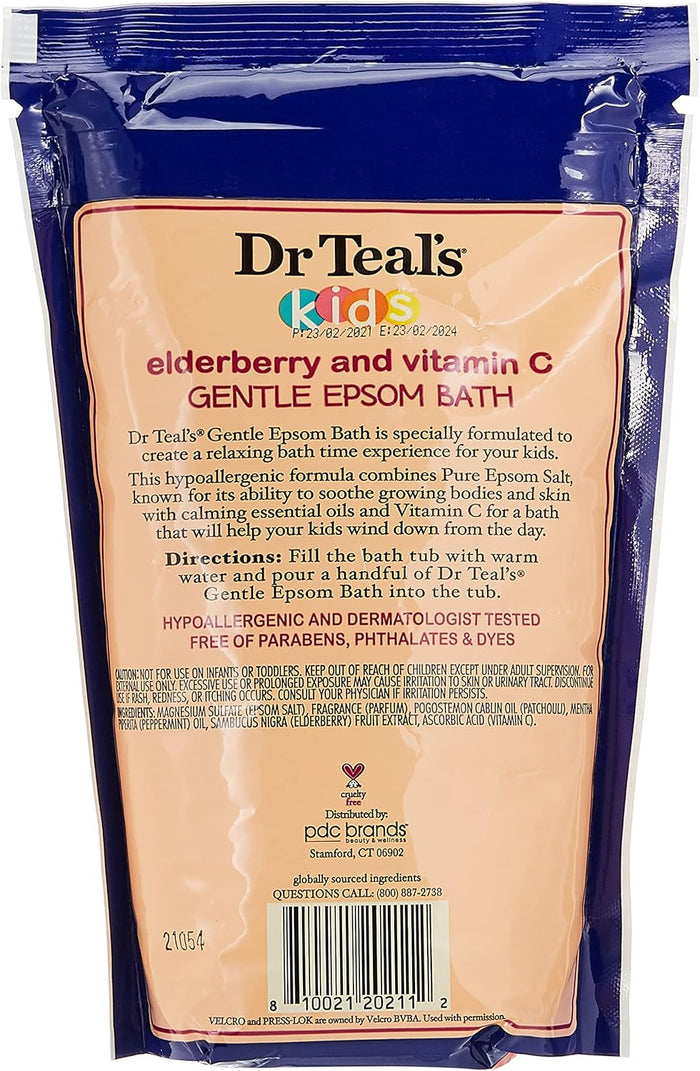 Dr. Teal's Kids Pure Epsom Salt Soak With Elderberry, Vitamin C & Essential Oils (909g)