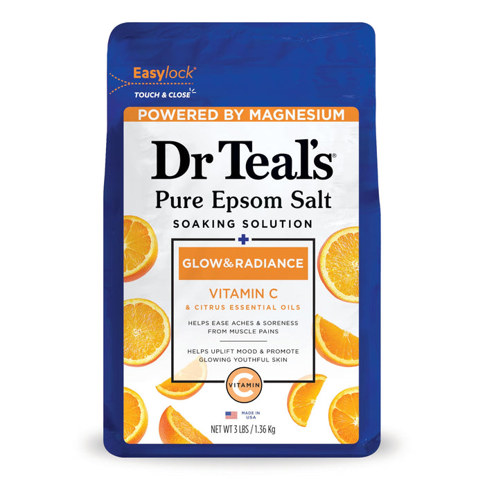 Dr. Teal's Pure Epsom Salt Soak, Glow & Radiance with Vitamin C & Citrus Essential Oils (1.36kg)