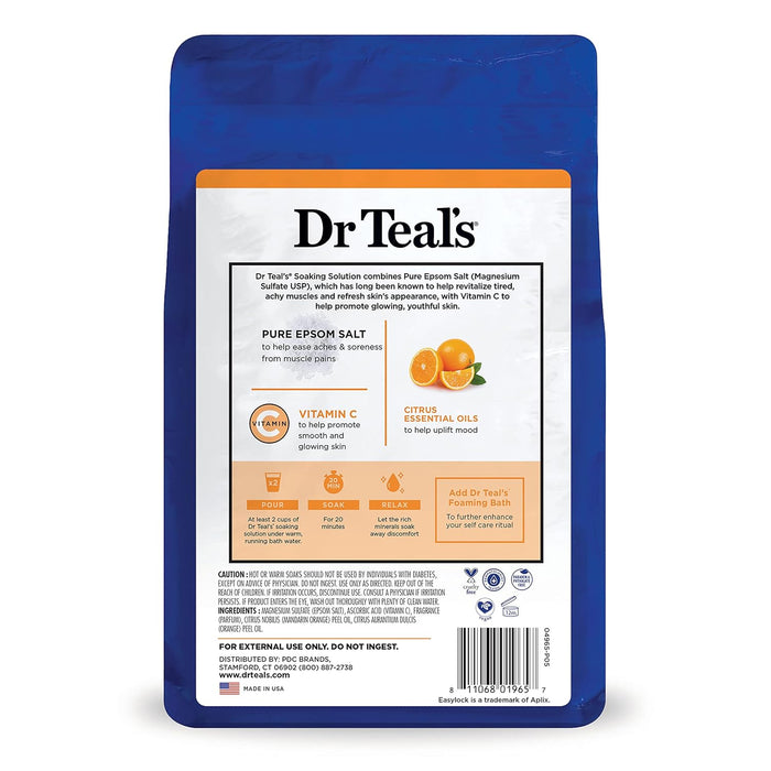 Dr. Teal's Pure Epsom Salt Soak, Glow & Radiance with Vitamin C & Citrus Essential Oils (1.36kg)