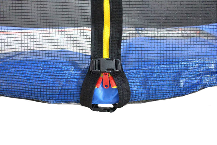 Dynamic Sports 10 Ft Blue Trampoline With Outside Short Pole Safety Net and Ladder