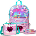 Eazy Kids 17 School Bag Lunch Bag Pencil Case Set of 3 (Mermaid Love Pink)