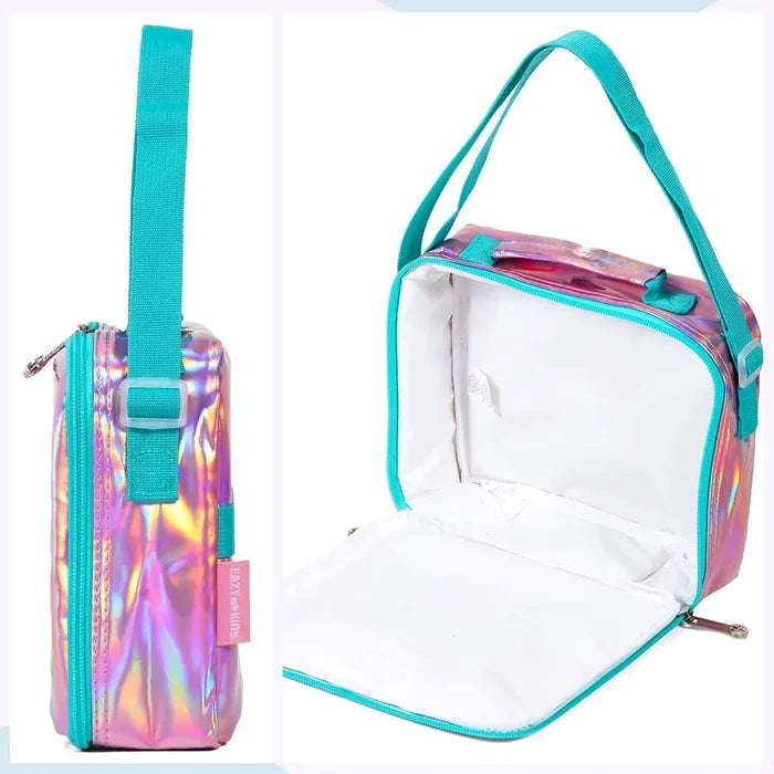 Eazy Kids 17 School Bag Lunch Bag Pencil Case Set of 3 (Mermaid Love Pink)