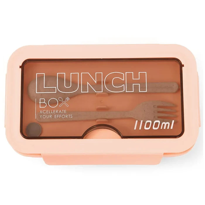 Eazy Kids 2-Compartment Lunch Box with Utensils 1100ml – Pink