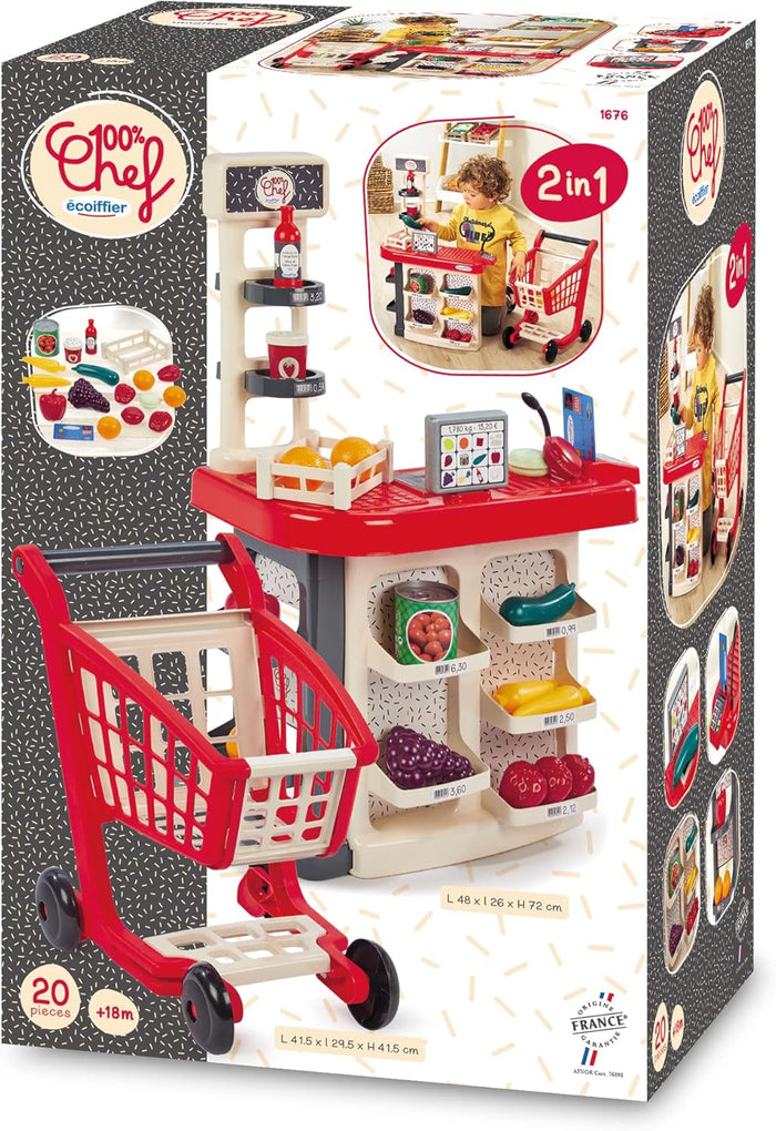 Ecoiffier Grocery Counter And Trolley