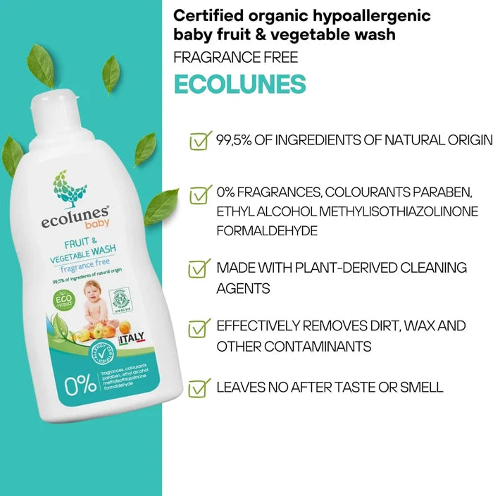 Ecolunes Fragrance-Free Baby Fruit & Vegetable Wash (500ml)