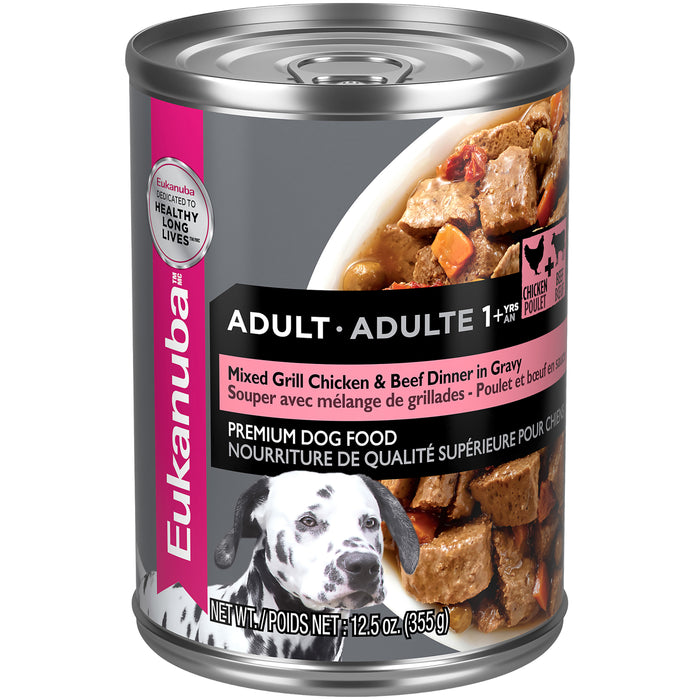 Eukanuba Adult Mixed Grill Chicken & Beef Dinner in Gravy Canned Dog Food, 12.5 oz, case of 12