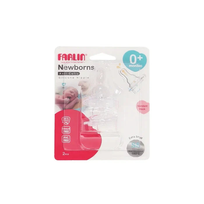 Farlin Newborn Anti Colic Silicone Nipple - Pack of 2