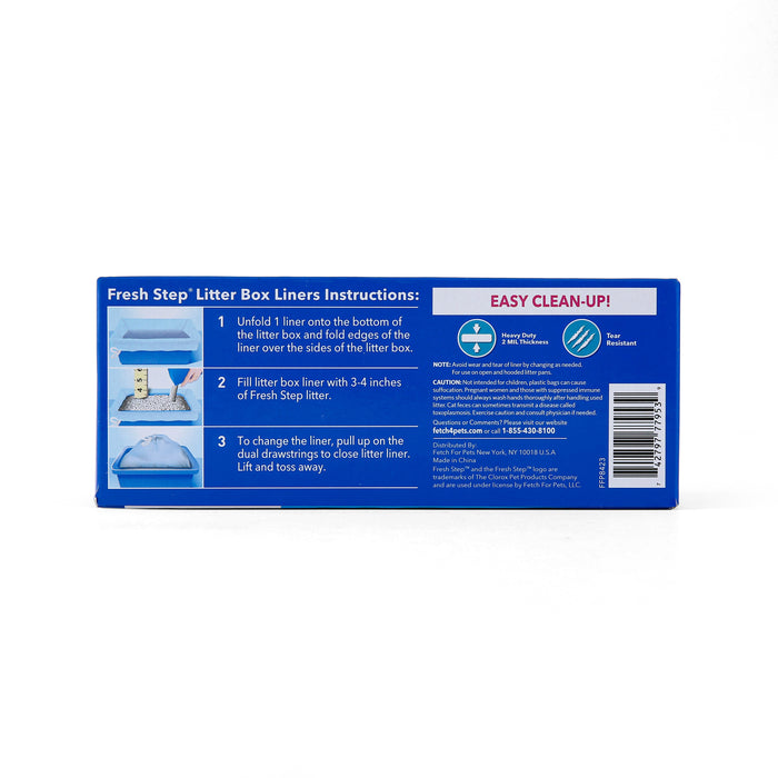 Fresh Step Drawstring Cat Litter Box Liners, Fresh Scent, Size Large, 30" x 17" - 7 Count
