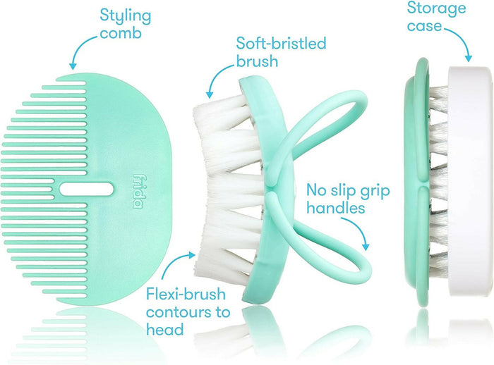 Frida Baby Infant Head-Hugging Hairbrush + Styling Comb Set