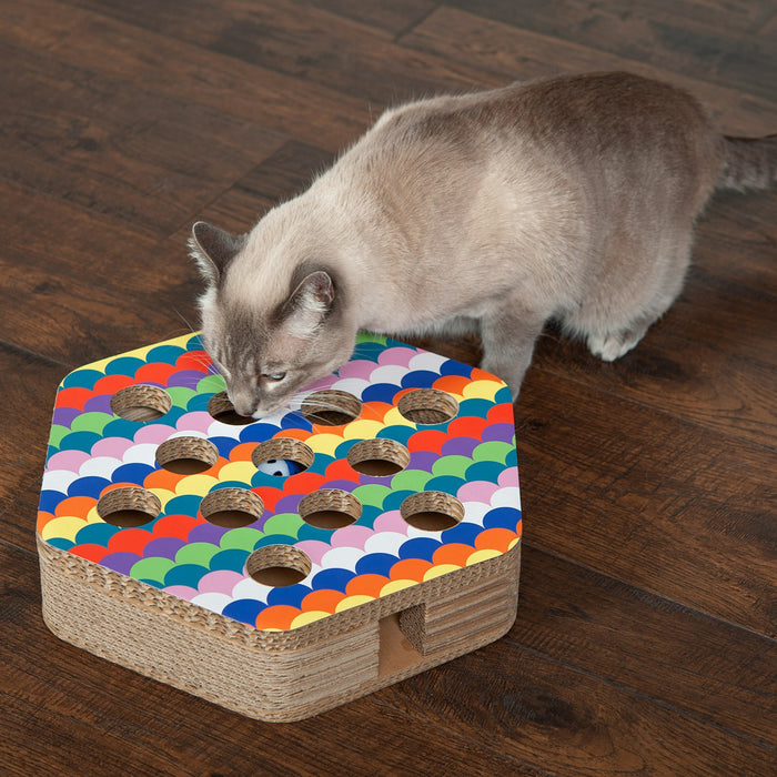 FurHaven Busy Box Corrugated Cat Scratcher with Catnip - Hexagon