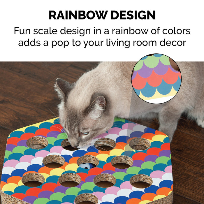 FurHaven Busy Box Corrugated Cat Scratcher with Catnip - Hexagon