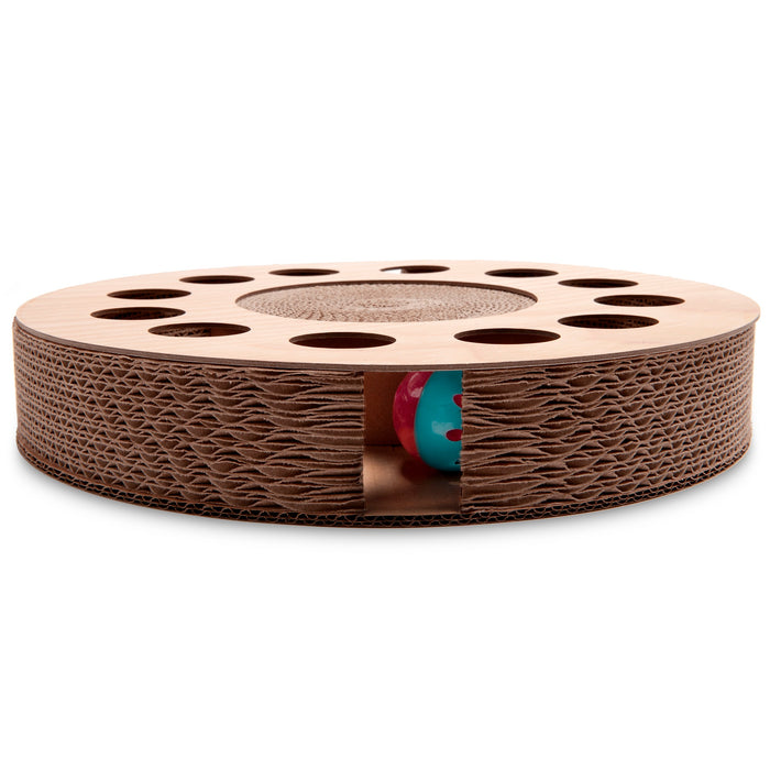 FurHaven Busy Box Corrugated Cat Scratcher with Catnip - Round