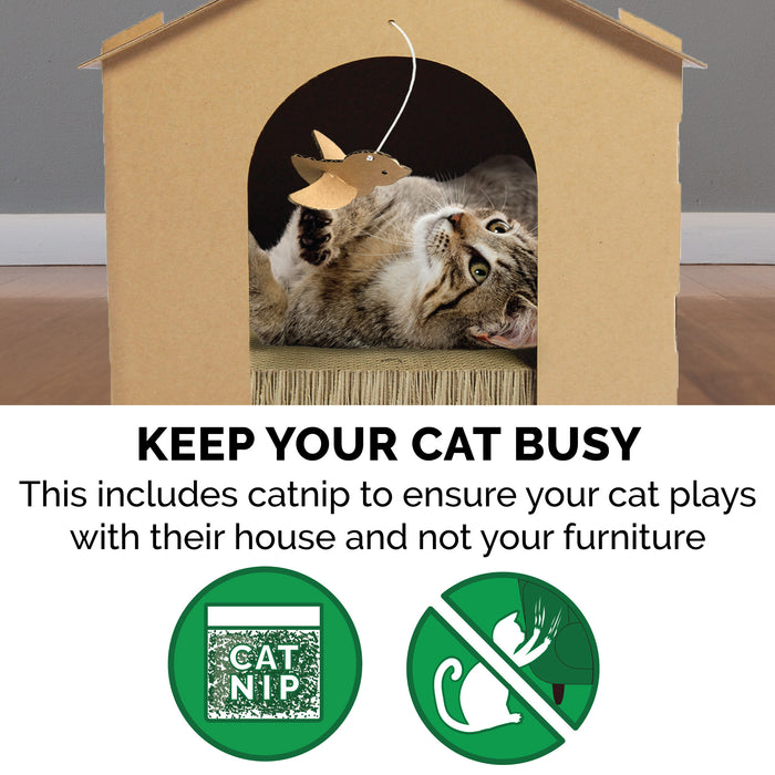 FurHaven Corrugated House Scratcher with Catnip - Studio