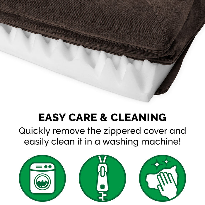 FurHaven Faux Fleece & Chenille Orthopedic Sofa Pet Bed for Dogs & Cats - Large, Coffee