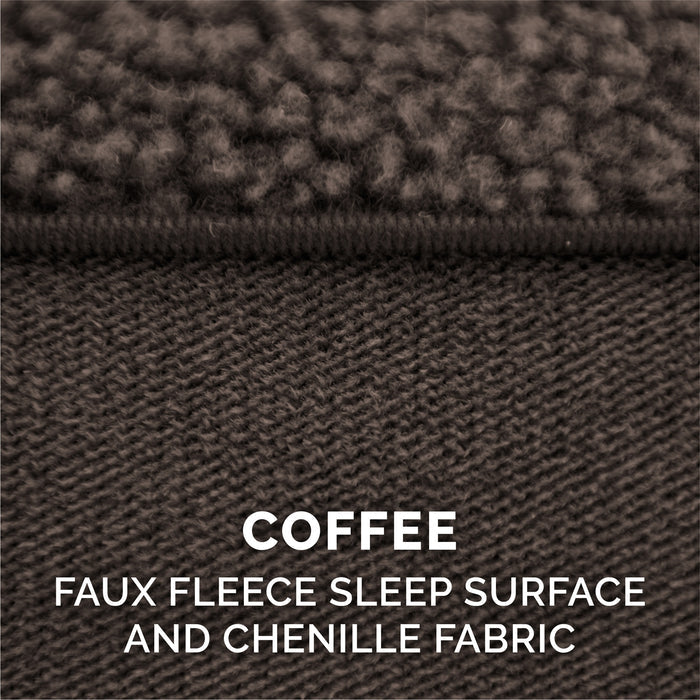 FurHaven Faux Fleece & Chenille Orthopedic Sofa Pet Bed for Dogs & Cats - Large, Coffee