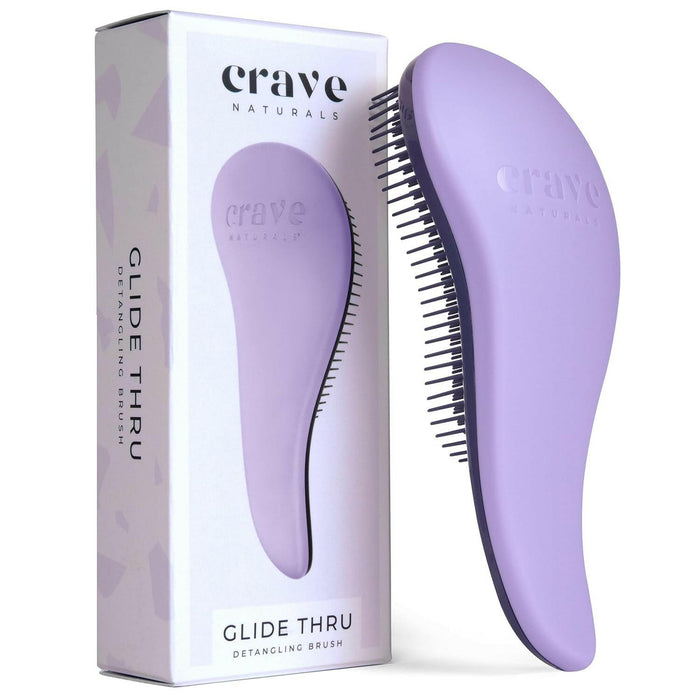 Glide Thru Detangling Brush for Kids & Adults - For Natural, Curly, Straight, Wet or Dry Hair, Purple
