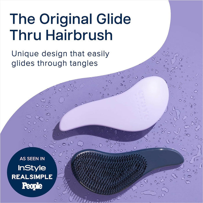 Glide Thru Detangling Brush for Kids & Adults - For Natural, Curly, Straight, Wet or Dry Hair, Purple