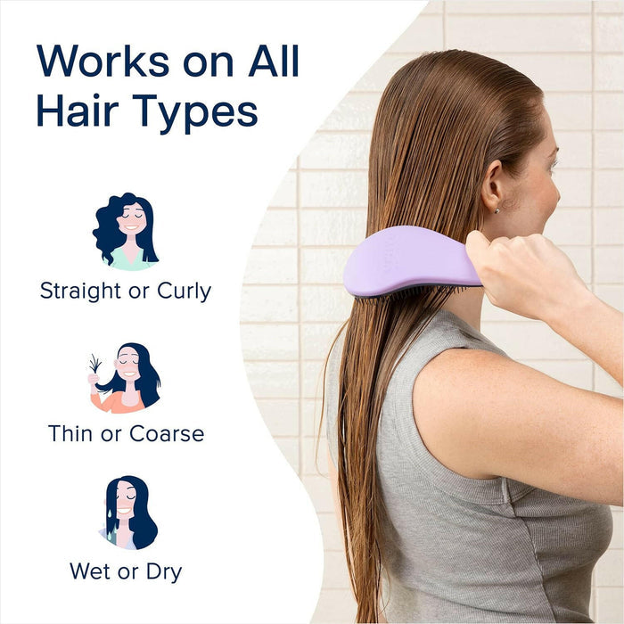 Glide Thru Detangling Brush for Kids & Adults - For Natural, Curly, Straight, Wet or Dry Hair, Purple