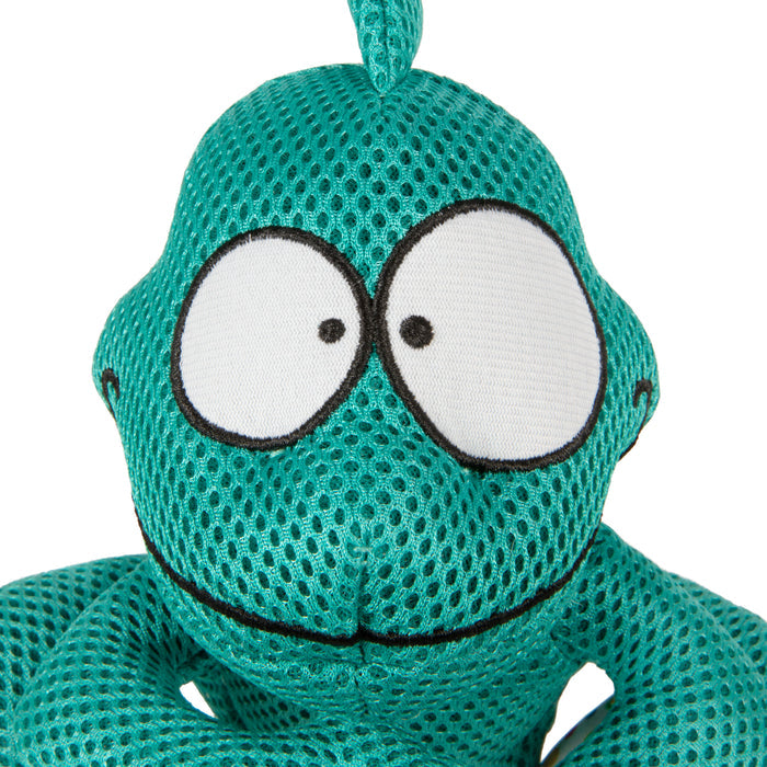 goDog Double Chew Guard Technology Chameleon Squeaker Plush Dog Toy, Teal, Medium