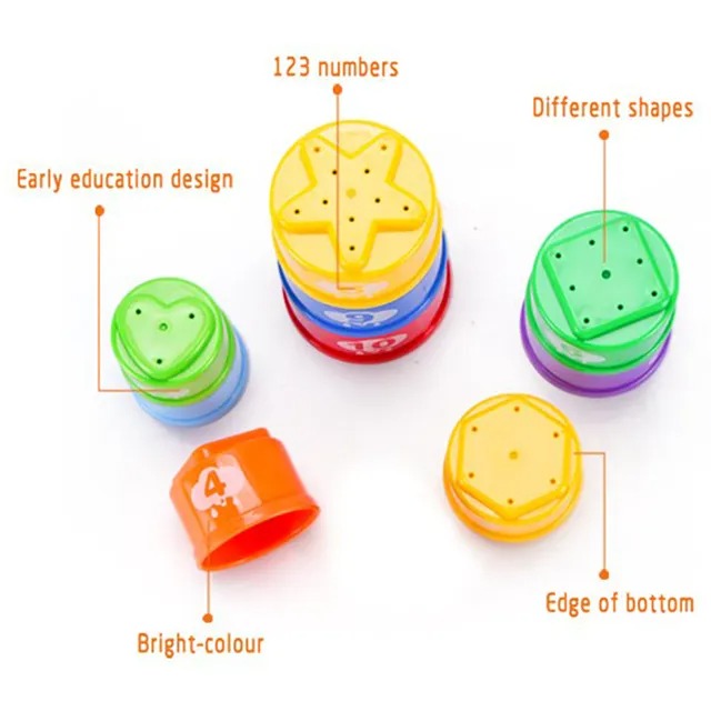Goodway Baby Stacking Cups Toy With Numbers & Shapes – Cat Top