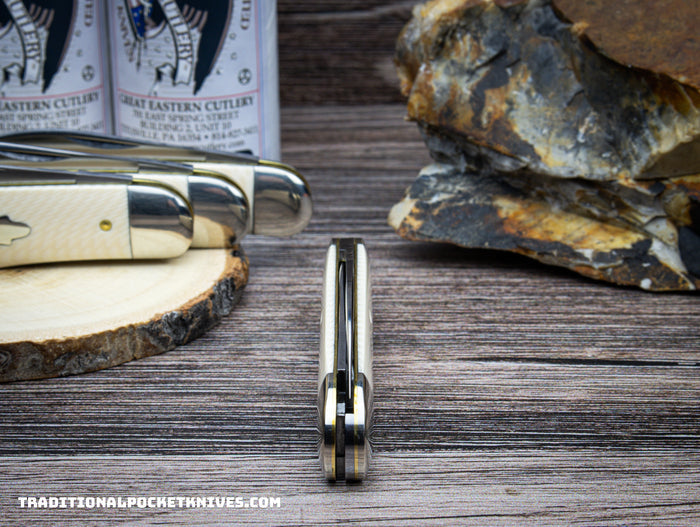 Great Eastern Cutlery #340223 Tidioute Cutlery Camel Back Congress Unicorn Ivory Acrylic