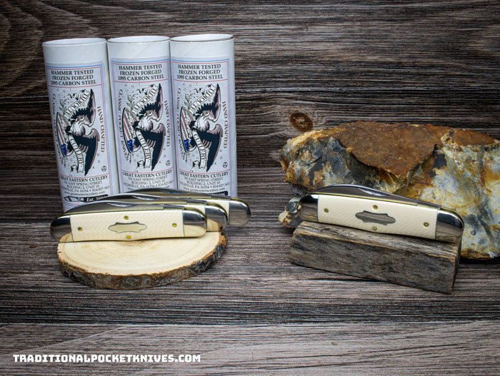 Great Eastern Cutlery #340223 Tidioute Cutlery Camel Back Congress Unicorn Ivory Acrylic
