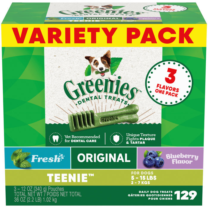 Greenies Dental Chews Flavored with Spearmint and Blueberry Dog Treats