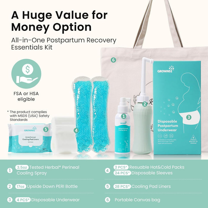 Grownsy All In One Postpartum Essentials Kit