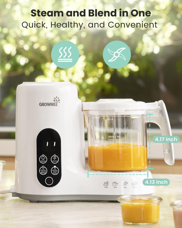 Grownsy Baby Food Maker with Automatic Sanitization, Steam and Blend In One