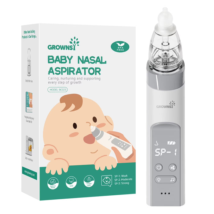 Grownsy Electric Baby Nasal Aspirator With 3 Silicone Tips