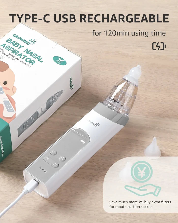 Grownsy Electric Baby Nasal Aspirator With 3 Silicone Tips
