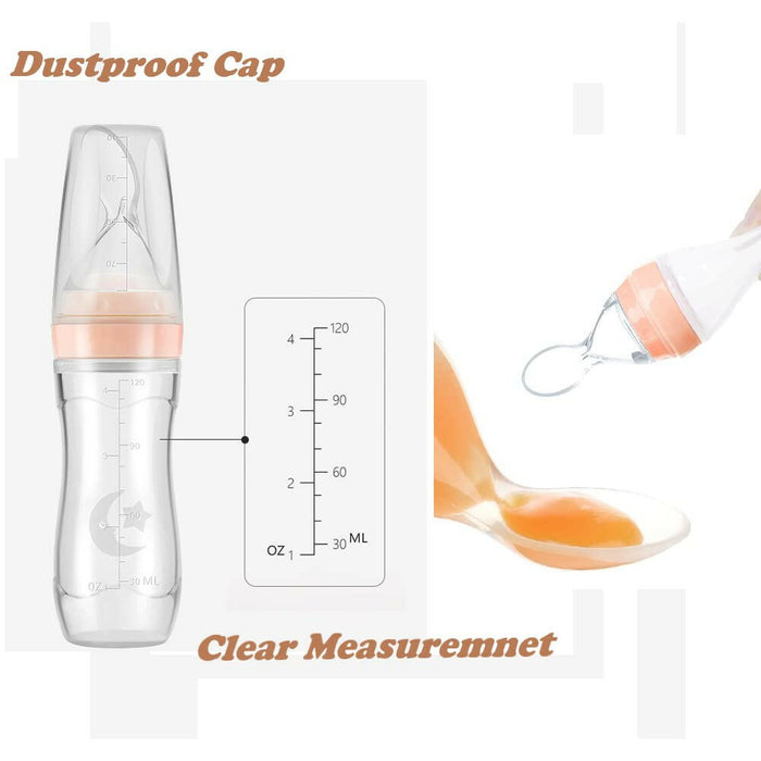 Haakaa Silicone Baby Food Dispensing Spoon - Peach.