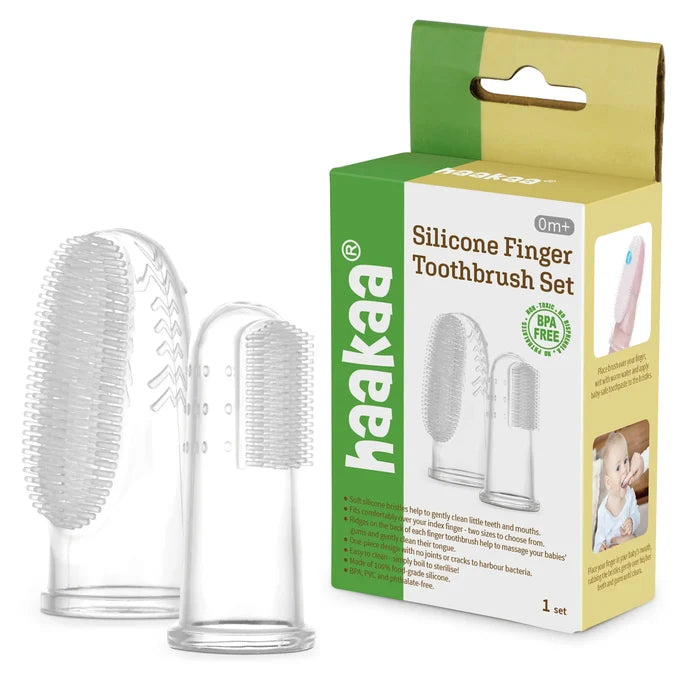 Haakaa Silicone Finger Toothbrush Set (Small & Large)