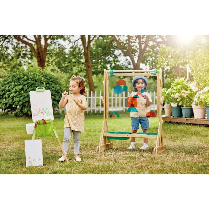 Hape - Portable Bamboo Easel With Accessories - 14pcs - Natural