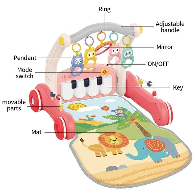 Huanger 2-in-1 Baby Musical Piano Playmat & Walker