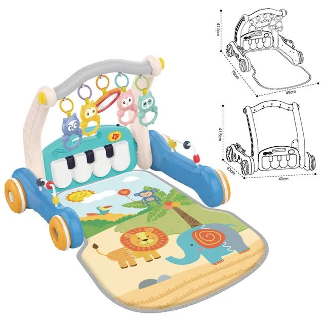 Huanger 2-in-1 Baby Piano Playmat With Music & Walker