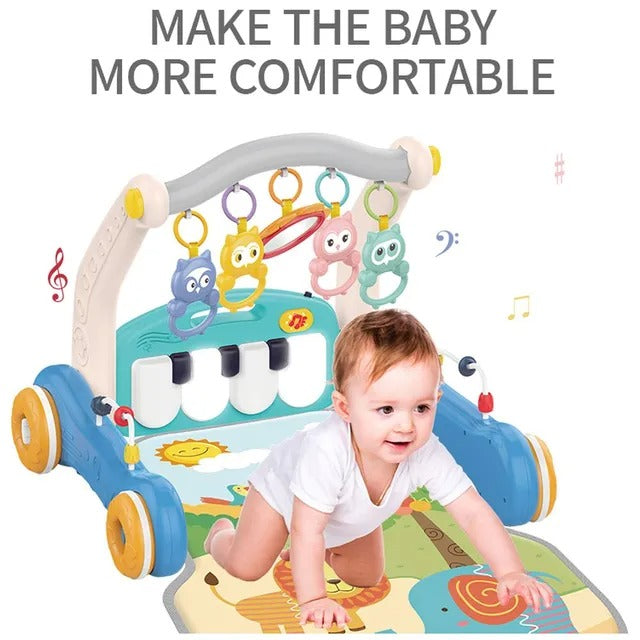 Huanger 2-in-1 Baby Piano Playmat With Music & Walker