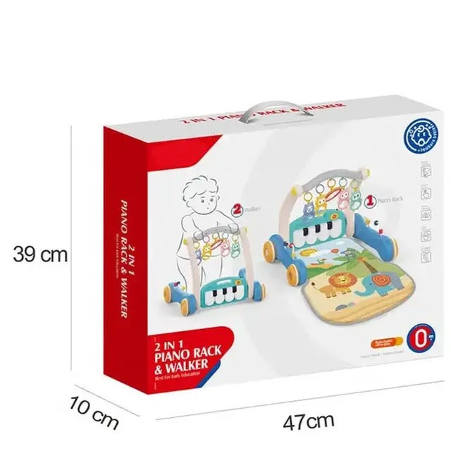 Huanger 2-in-1 Baby Piano Playmat With Music & Walker