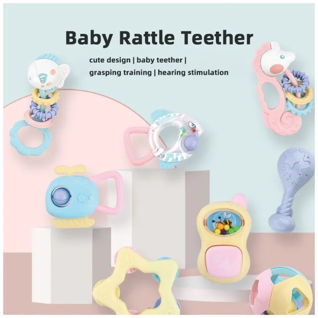 Huanger Baby Rattles & Teether Sensory Toy Set - 11 Pieces