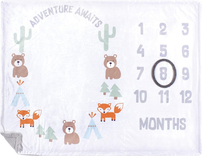 Hudson Baby Unisex Baby Plush Holiday and Milestone Blanket, Adventure Awaits, One Size