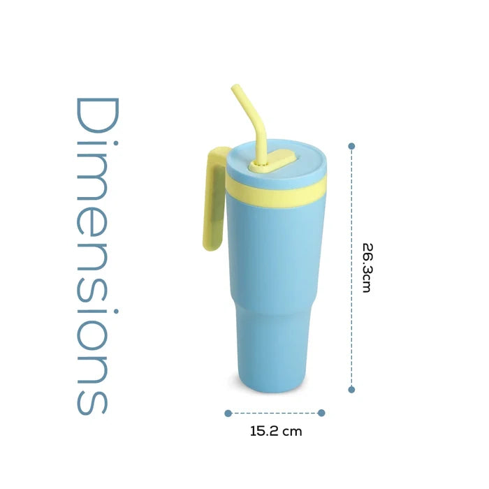 Hydrobrew Fresh Flip Straw Tumbler W/ Ceramic Inside (1200ml, Blue)