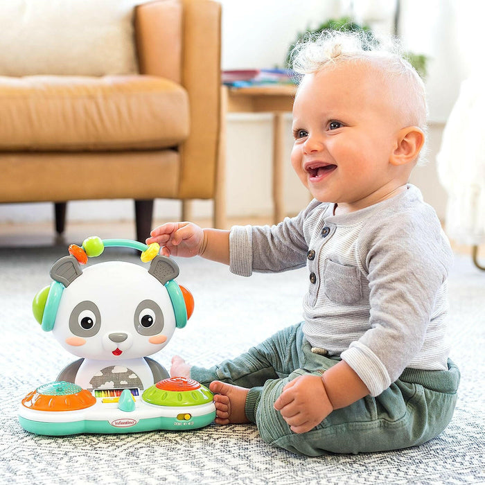 Infantino Spin & Slide DJ Panda - Musical Toy with Busy Beads, Light-up Turntable Drums, Funky Beats.