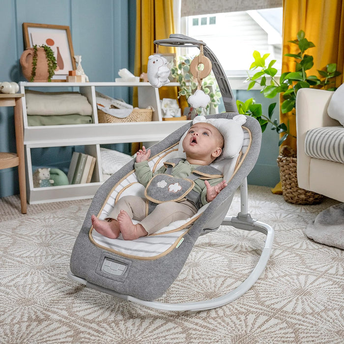 Ingenuity Boutique Collection Plush Modern Baby Rocker & Stationary Seat with Vibrations,, Bella Teddy